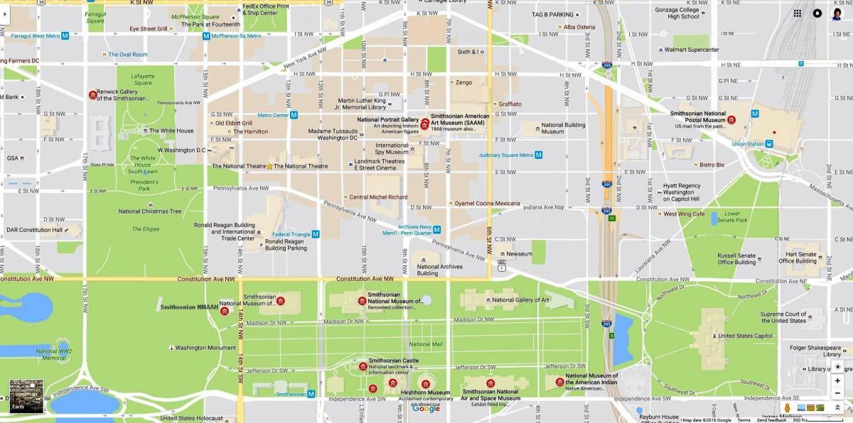 mapa de national mall i museus