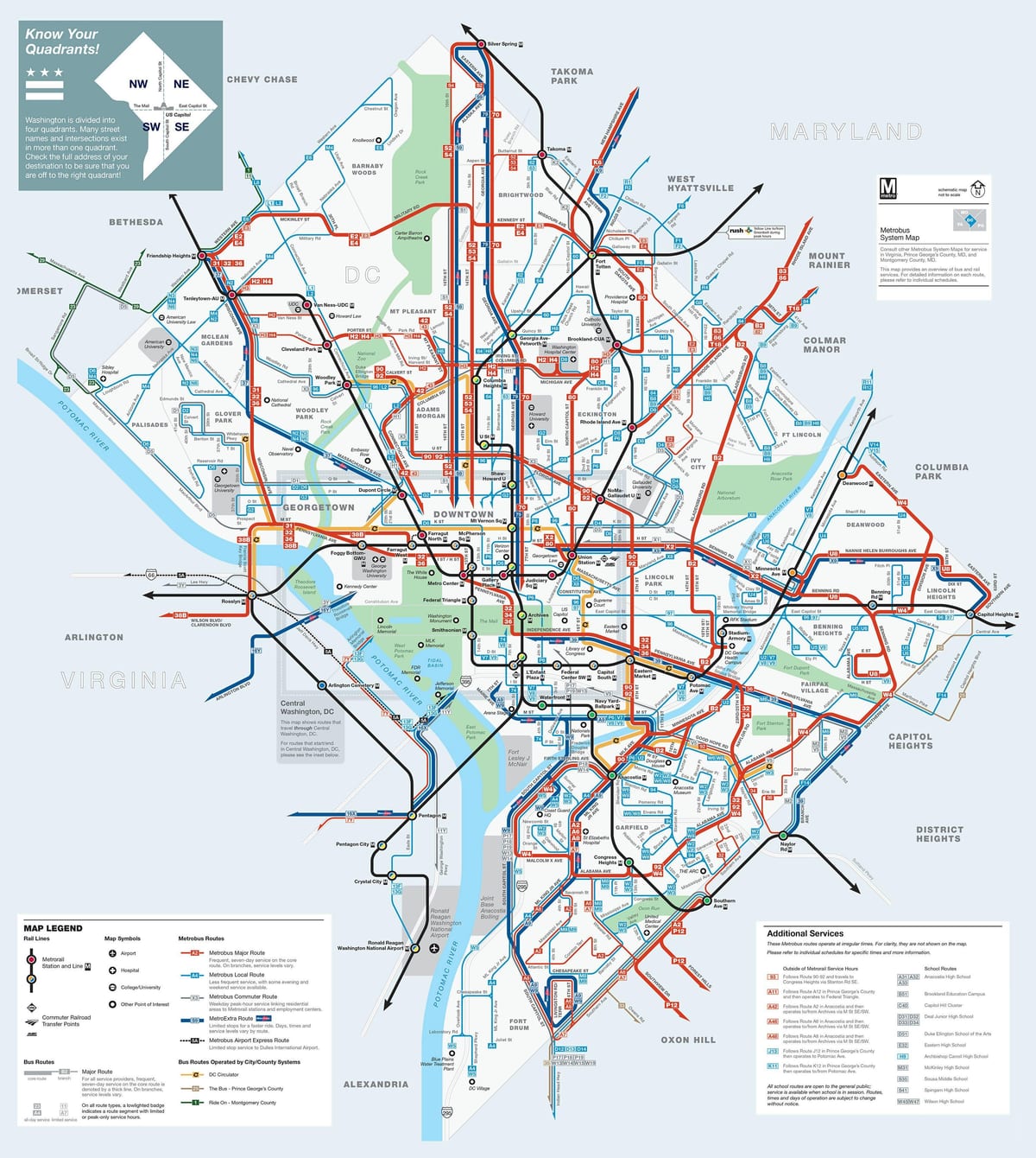washington dc autobús mapa de rutes