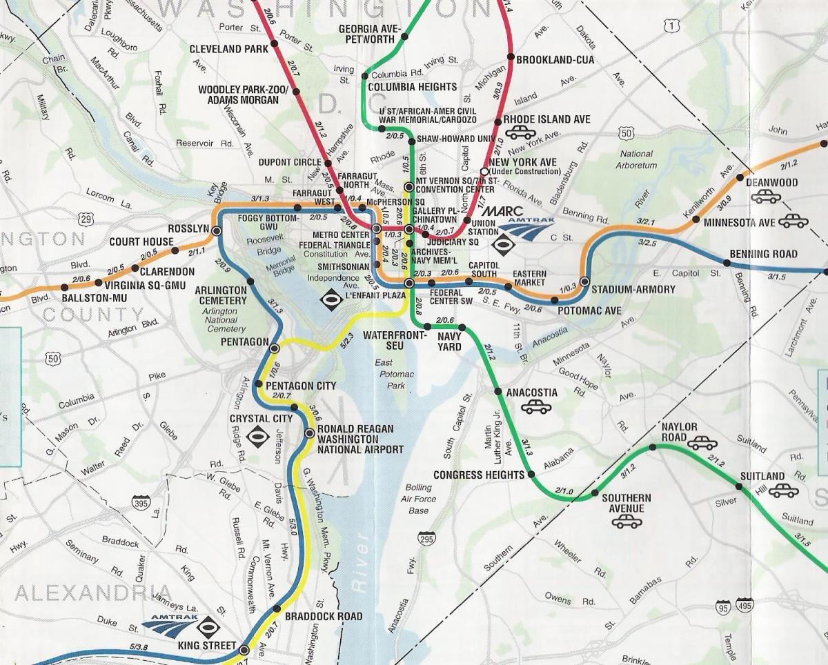 washington dc mapa amb les parades de metro