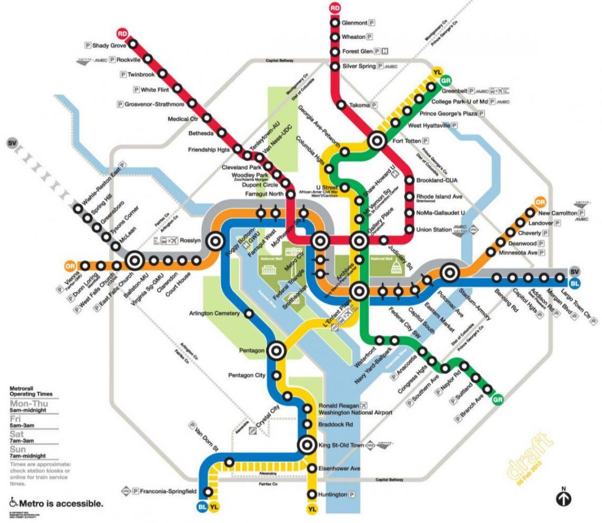 washington dc metro ferrocarril mapa