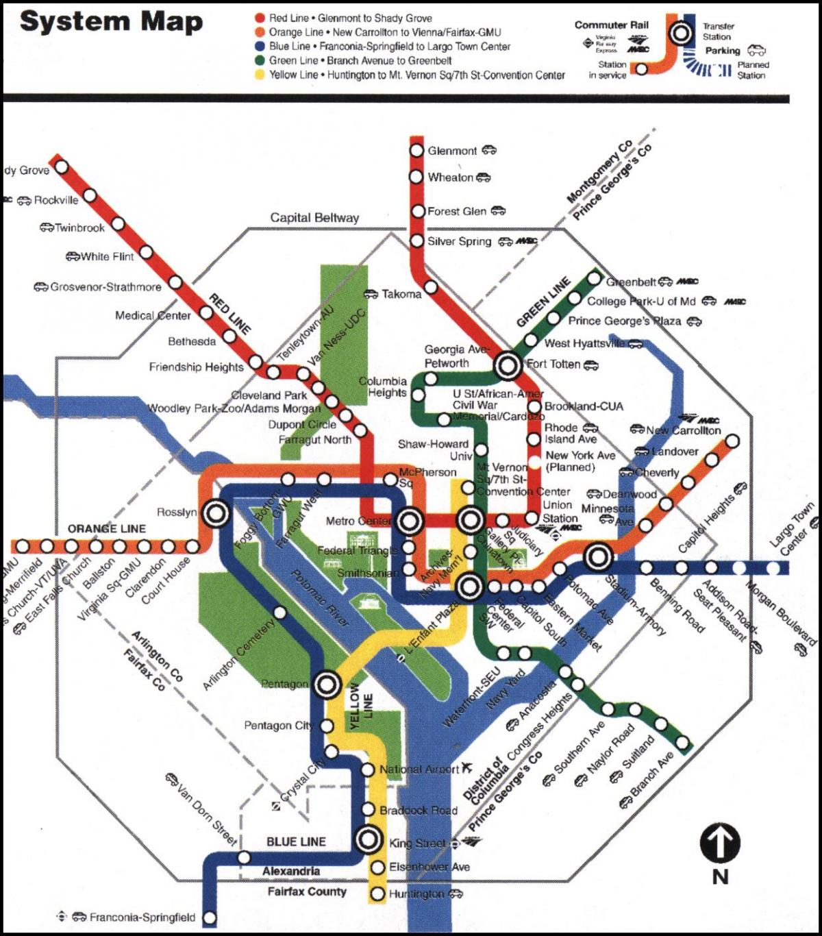 washington dc metro tren mapa