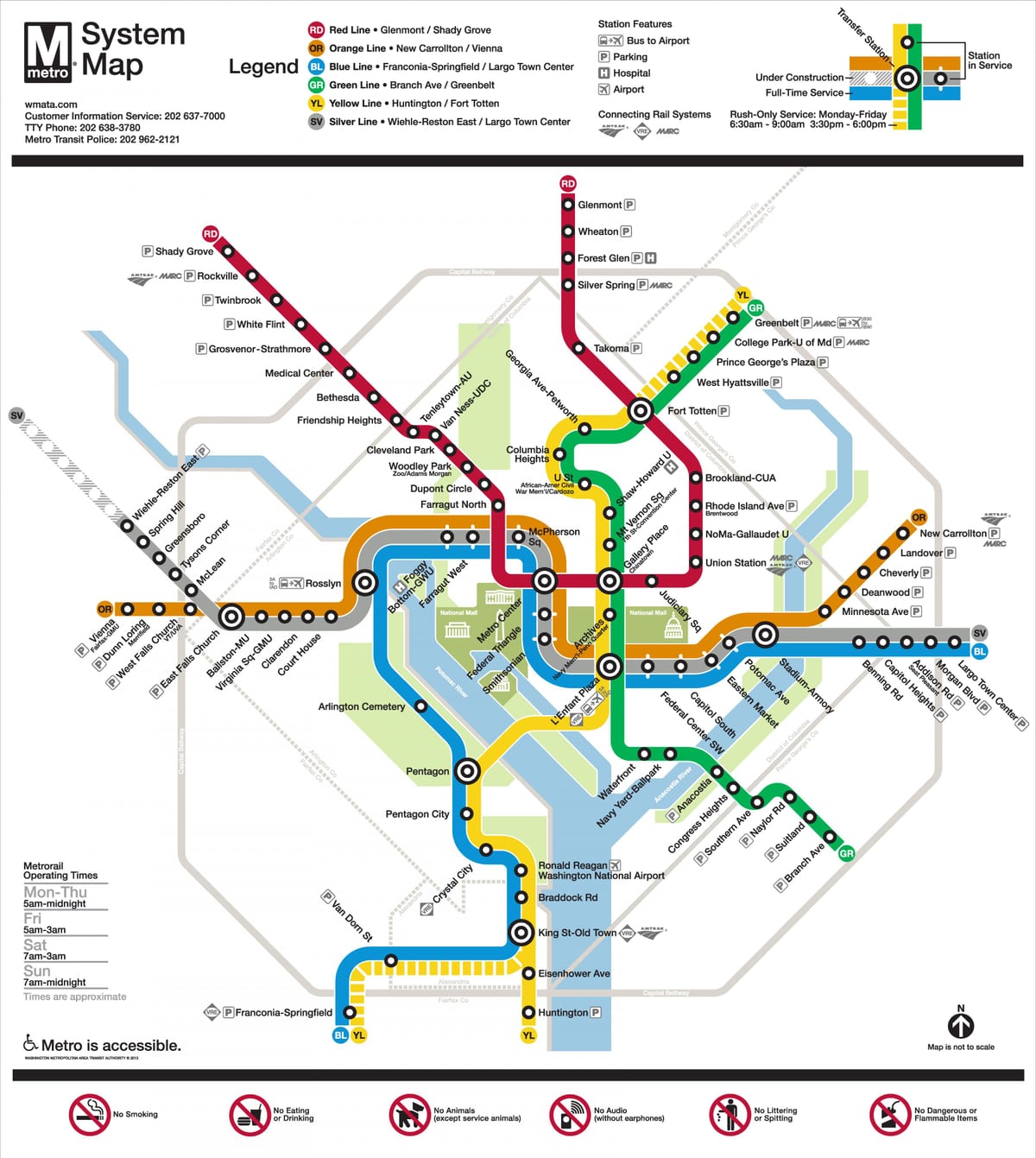 washington dc plànol de metro de plata línia