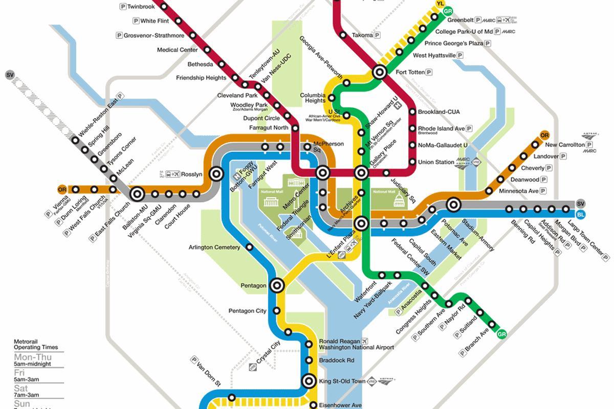 washington dc sistema de metro mapa