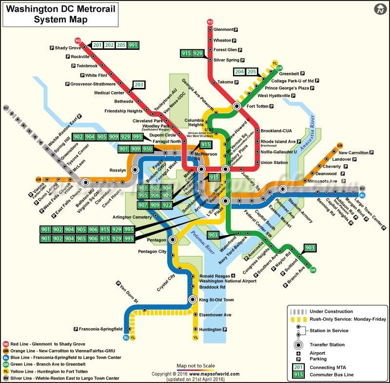 washington dc tramvia mapa