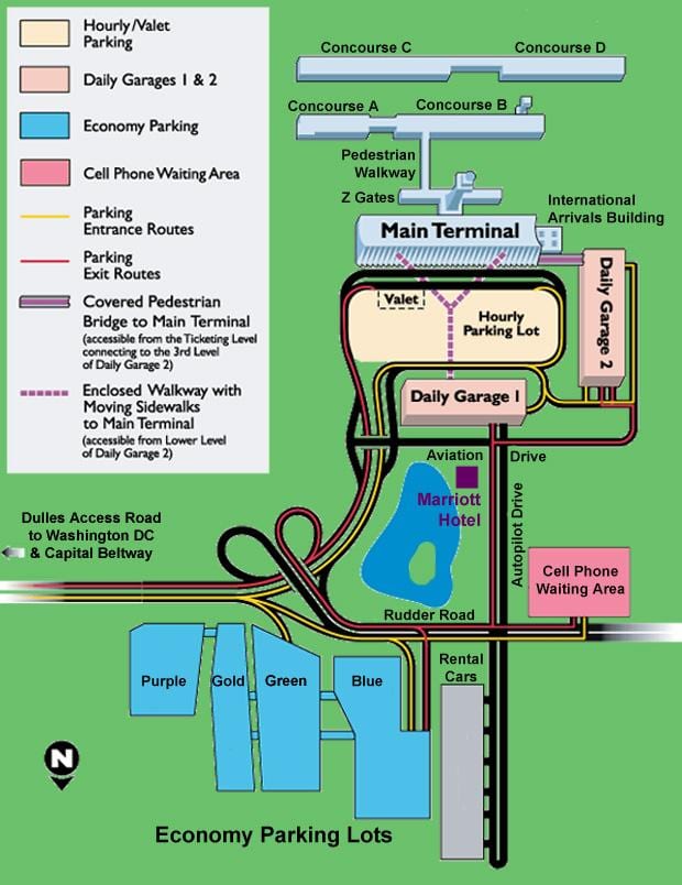 dulles aparcament mapa