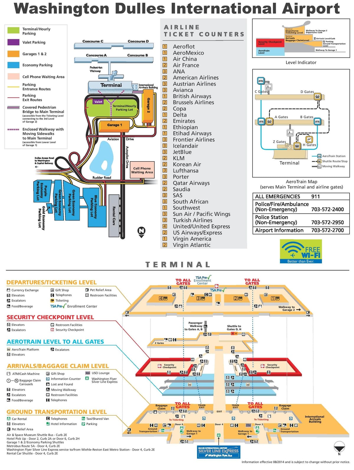 washington dulles l'aeroport internacional mapa