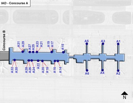 dulles aeroport terminal mapa