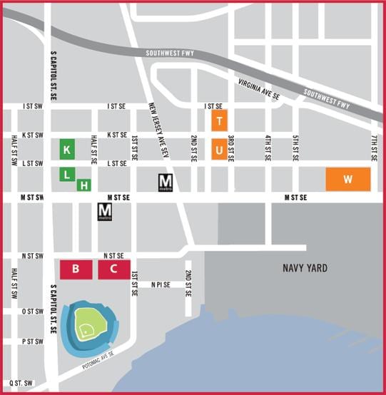 washington nationals aparcament mapa