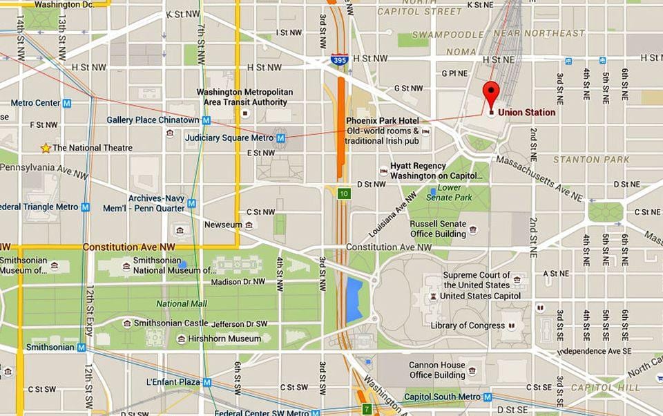 la unió de l'estació de washington dc mapa