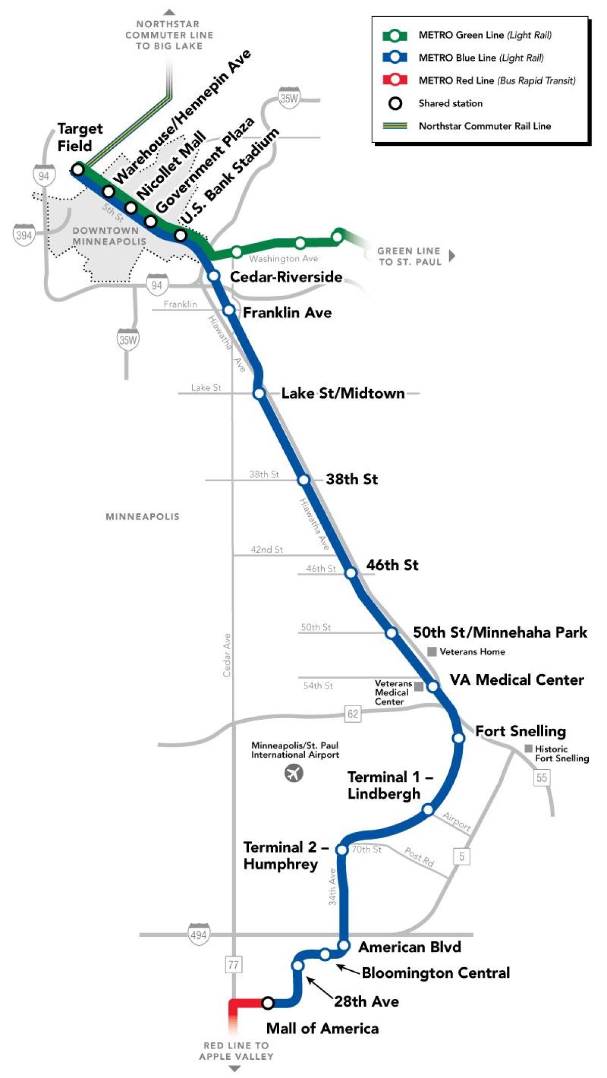 washington metro línia blava mapa
