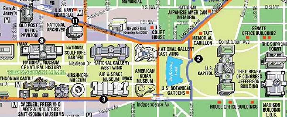 mapa de washington dc museus i monuments