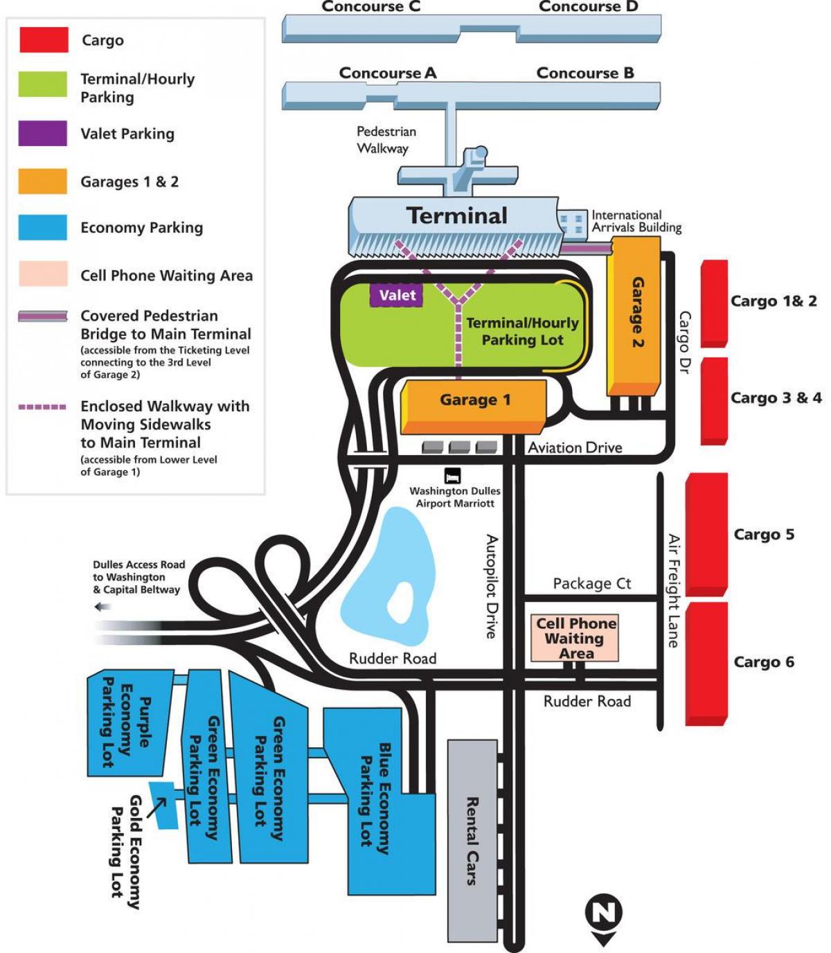 mapa de dulles zona de l'aeroport