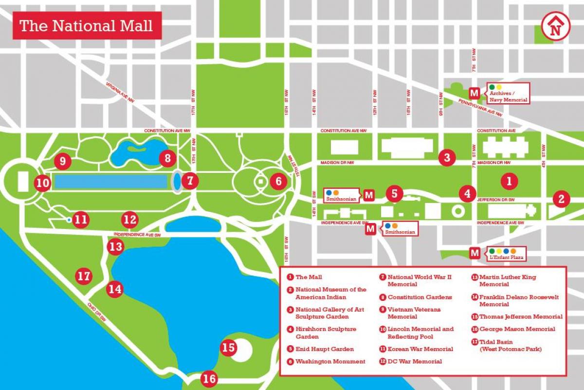 mapa de national mall aparcament