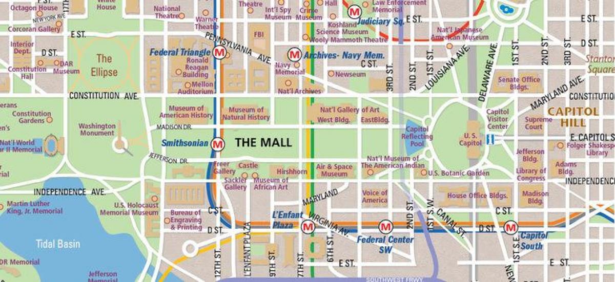 Rafflesia Arnoldi obra maestra riesgo National mall mapa - Dc national mall mapa (Districte de Columbia - EUA)