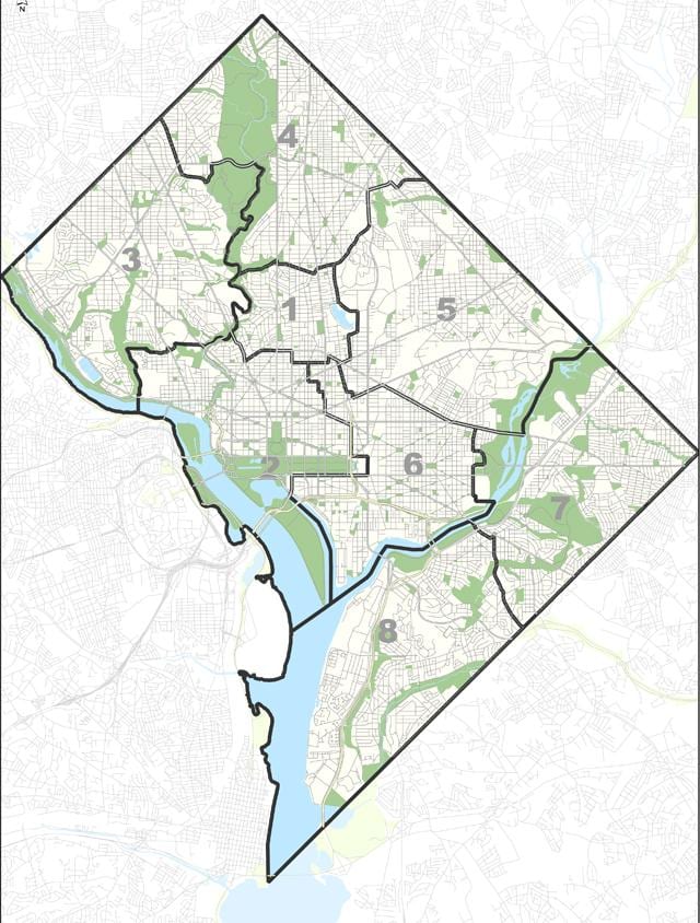 mapa de washington dc aparcament gratuït