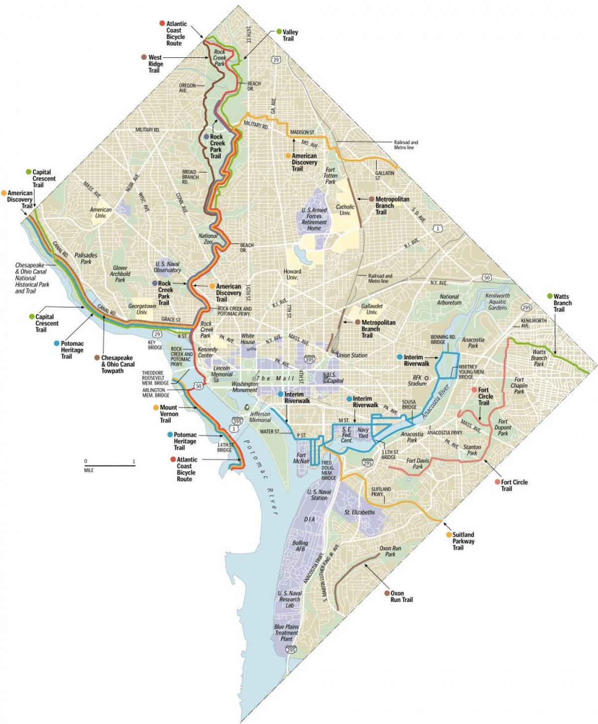 mapa de washington dc bicicleta