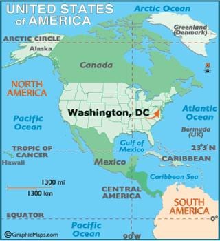 washington en el mapa del món