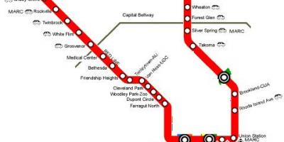 Washington dc metro de la línia vermella mapa
