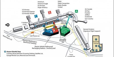 Mapa d'aeroports a prop de washington dc