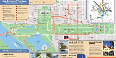 Washington dc hop on hop off autobús mapa de rutes