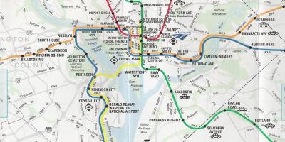 Washington dc carrer mapa amb les estacions de metro